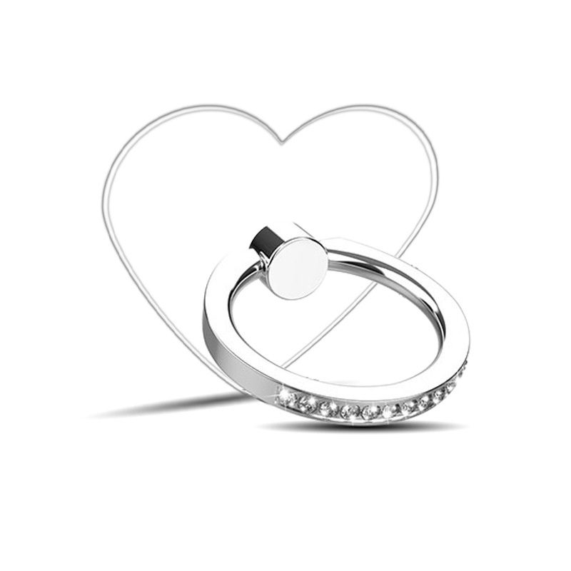 Support de bague de doigt transparent en diamant pour téléphone portable, anneau de support de téléphone, poignée rotative, accessoire de montage: Orange