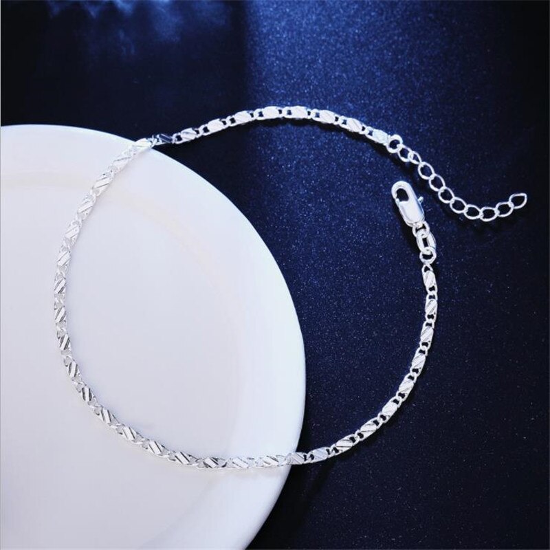 TJP-pulsera de cadena de oro para mujer, joyería, tobilleras de plata fina 925, accesorios de para niña, para mujer: silver