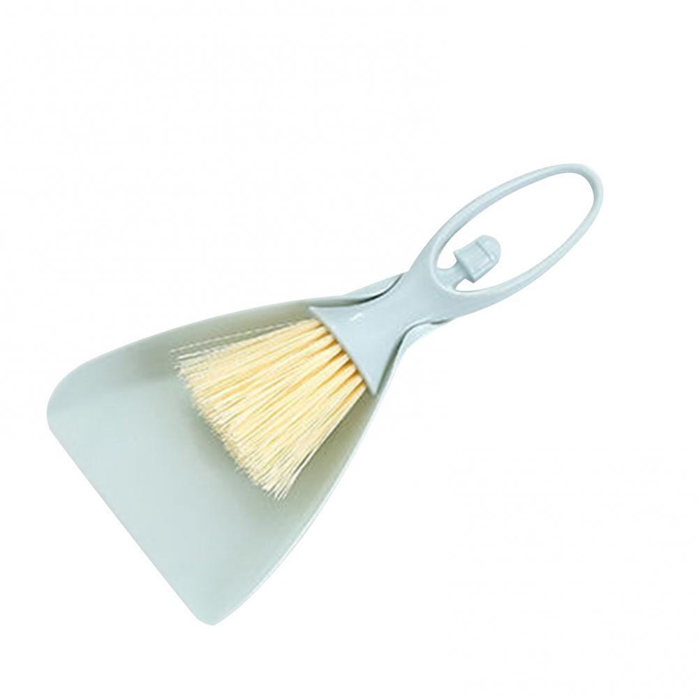 Mini Handy Desktop Keyboard Sweep Dustpan Cleaning Brush Corner Broom Pan Set with Handle Household Cleaning Tool: Blue
