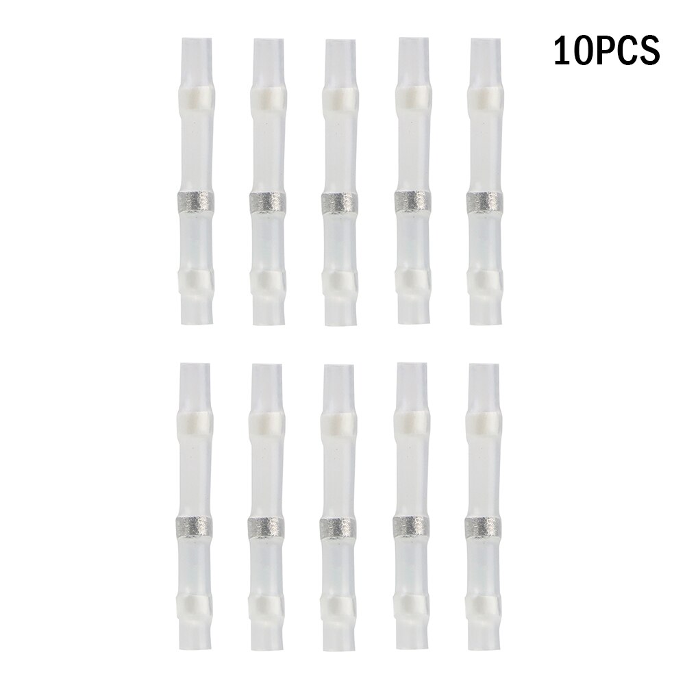 10/50Pcs Solder Ring Heat Shrinkable Terminal Mixed Heat Shrink Connector Terminal Block Welding Solder Seal Sleeve Waterproof: White 10pcs