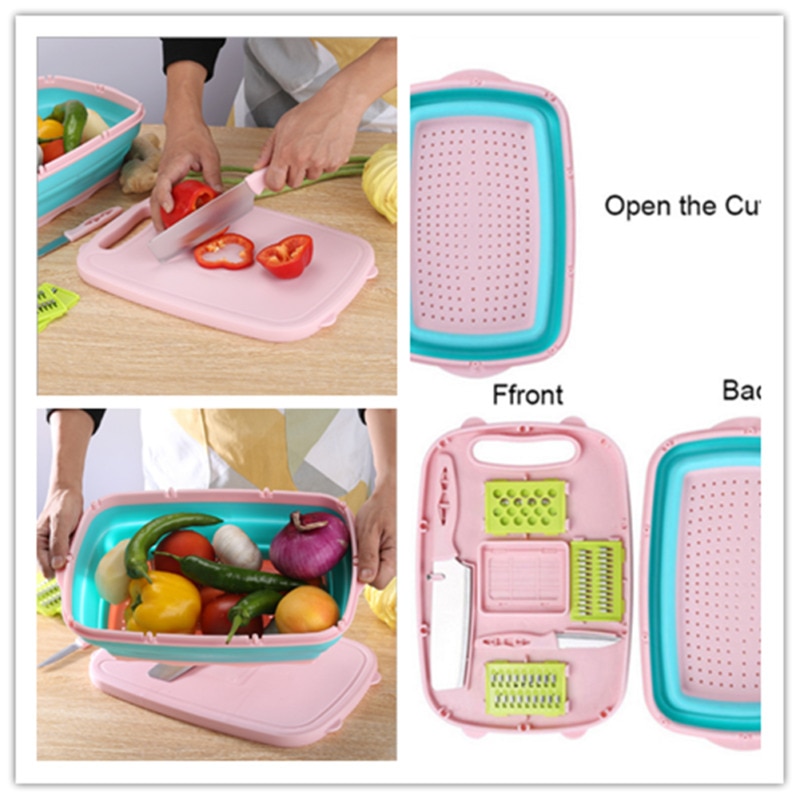 9 In 1 Kitchen Chopping Board Folding Drain Basket Multi-Function Sink Cutting Board Security
