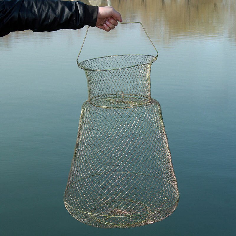 Foldable Portable Steel Wire Fishing Pot Trap Net Crab Crawdad Cage Fish Basket