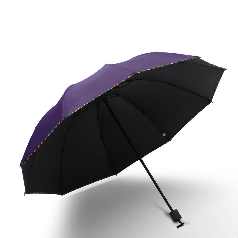 Umbrella Rain And Sun Dual-Use Umbrella Ten Bone Three-Fold Umbrella Manual Folding Umbrella Large Double: C
