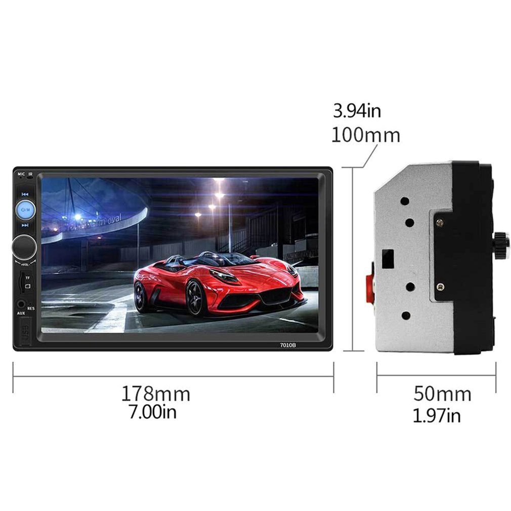 Autoradio MP5 double écran tactile 7 pouces, 7010B, Bt, Hd, lecteur multimédia, stéréo, support identique à l'écran, 2din