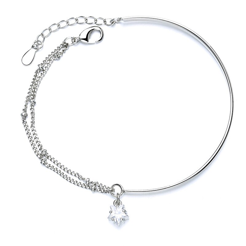 Neue Stil Silber Farbe Zirkonia Stern Romantische Armbinde Doppel-schicht fünf-Stern Armbinde Für Frauen Freundin: Ursprünglich Titel