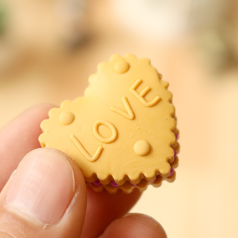 6pcs Milk Cookies Eraser Set Mini Love Biscuit Rubber Erasers for Pencil Child Kids Stationery Office School Student F389