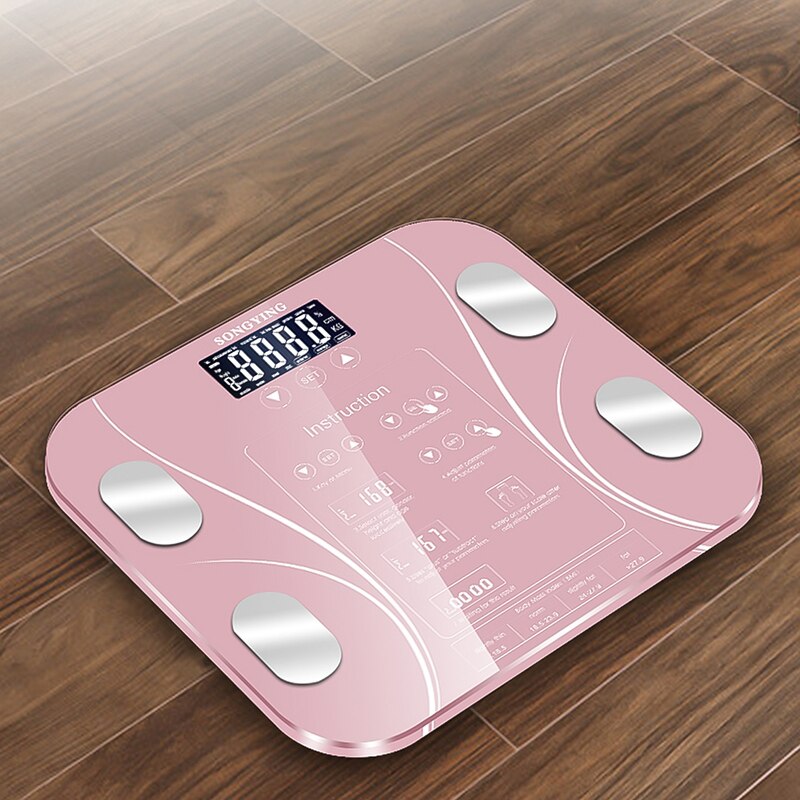 Badeværelse kropsfedt bmi vægt vægt vægt gulv lcd display krop elektronisk smart vægte: Rose guld
