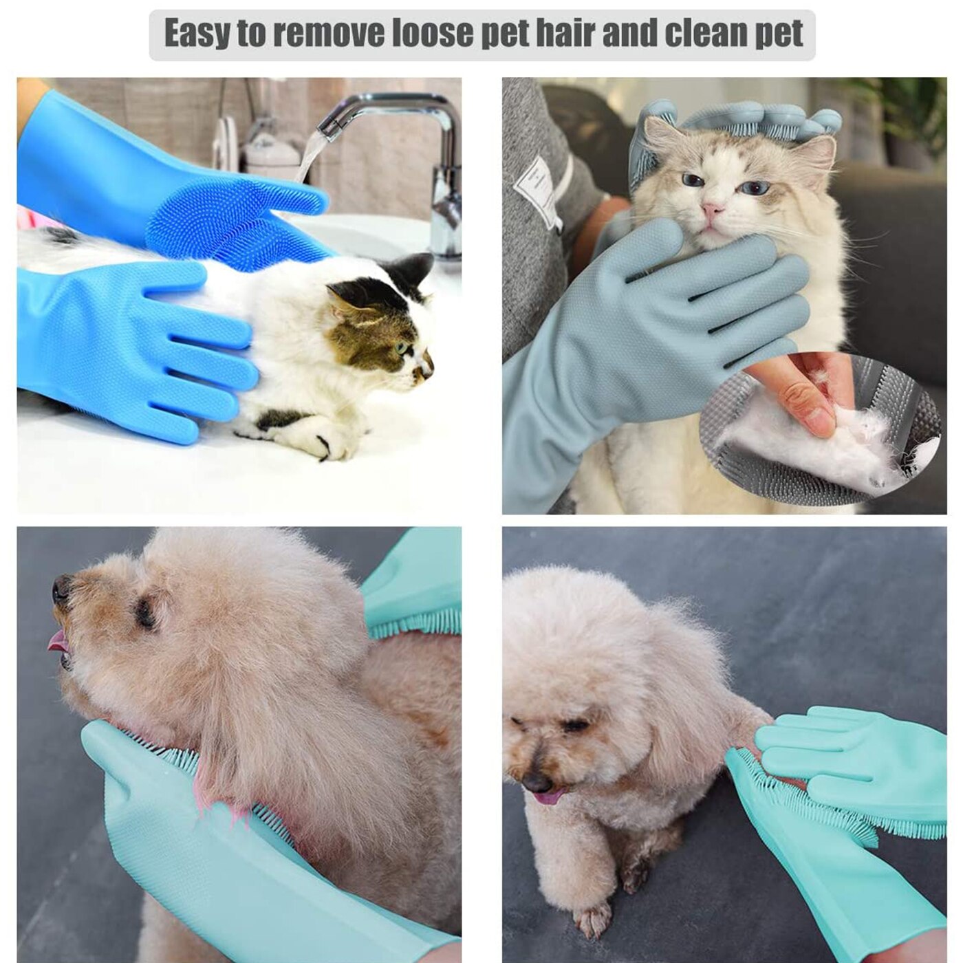 Guantes de limpieza para el Baño de mascotas, esponja de silicona para quitar el vello de perros y gatos, limpiador mágico para lavar platos