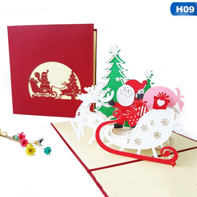 Kerst Herten Boom 3D Pop Up Kaarten Postkaart Met Envelop Xmas Uitnodiging Wenskaart Voor Kerst Feestartikelen: 9