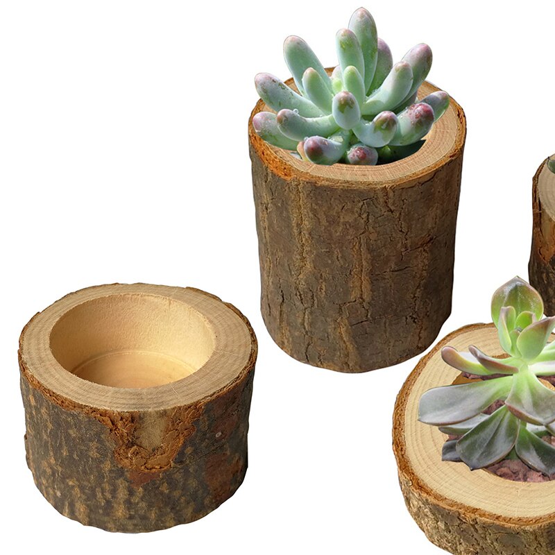 3 Size Hollow Wooden Stake Wooden Crafts Candlestick Small Pot Hollow Wood Stake Planters For Succulents Home Decoration