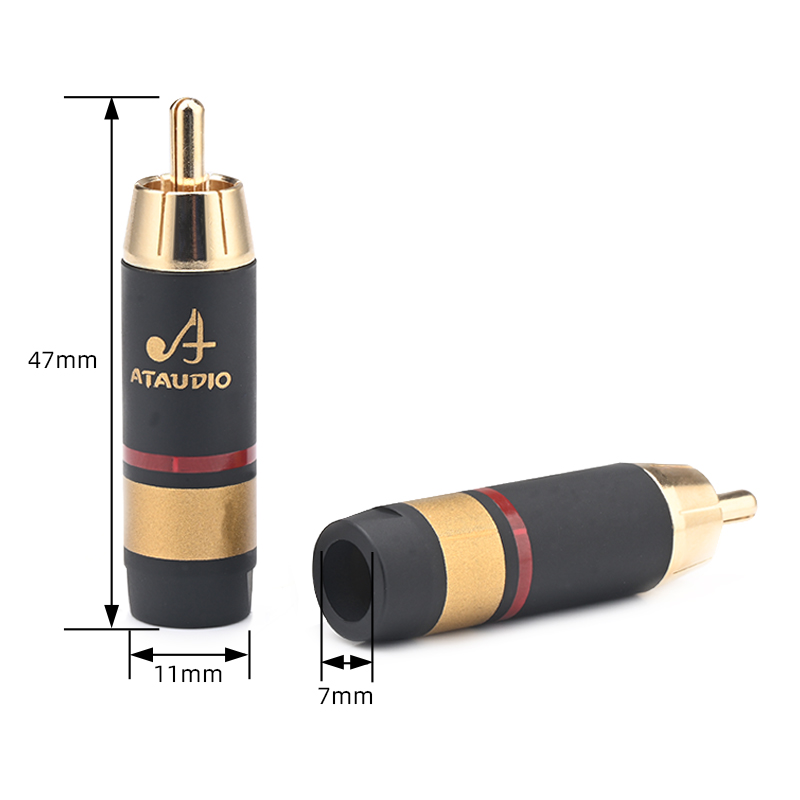 4 Uds conector RCA de alta fidelidad conector macho RCA chapado en oro de para soldadura de Cable de Audio RCA