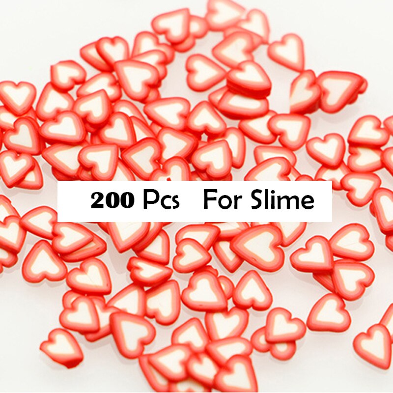 200Pcs Weichen Keramik Obst Scheiben Schleim DIY Nail art Mobilen Schönheit Obst Fimo Perle Zusatzstoffe Telefon Zubehör Für Kinder spielzeug: Red love