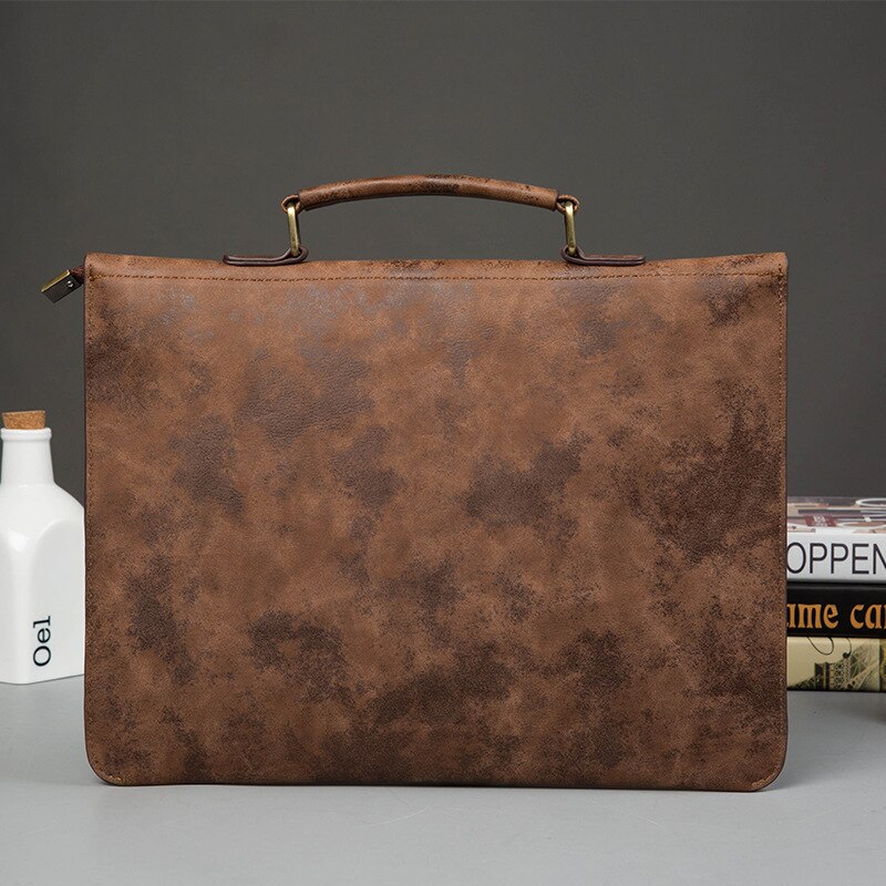 MICKY KEN Briefcase - Vintage PU Leather Laptop Bag - 35x27x4cm - Soft Handle - Business Messenger Bag