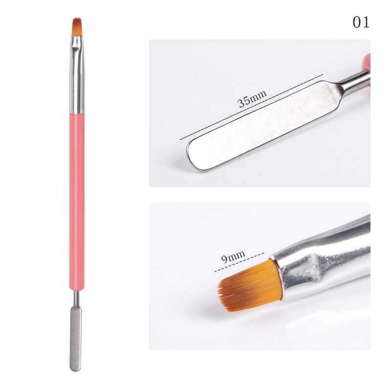 1Pc Nail Drawing Brush Pen Acryl Dubbele Hoofd Uv Gel Polish Nail Quick Extension Diy Roze Blauw Art gereedschap