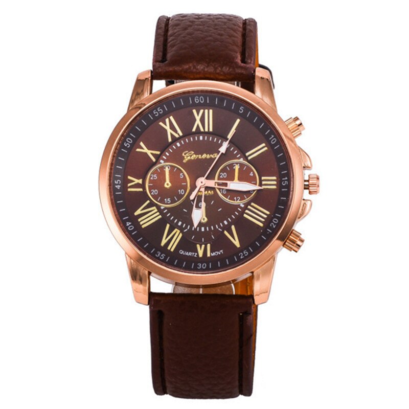 Drie-ogen horloge retro student koppel horloge mannen en vrouwen riem quartz trend horloge: Bruin