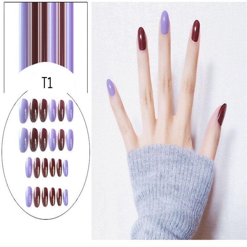 2019 nowy 24 sztuk/1 zestaw sztuczne nietrzeźwy eleganckie wino czerwony gradient sztuczne paznokcie akrylowe sztuczne paznokcie dla ozdoba robić paznokci przepych: 05