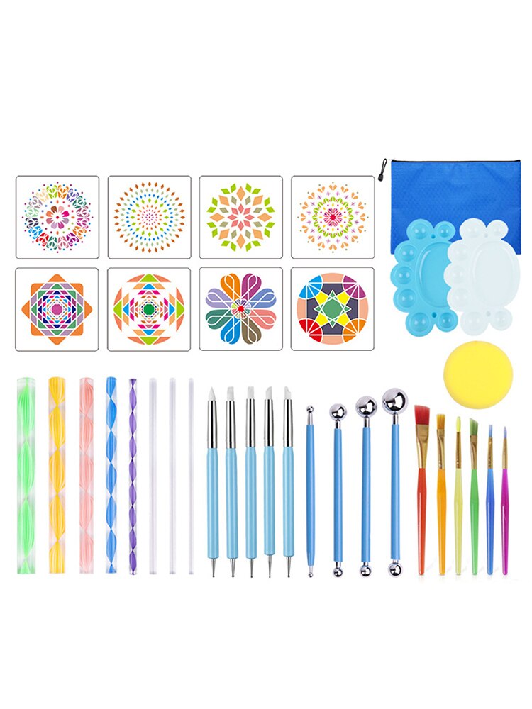 16/18/34/35pcs Mandala Dotting Tools for Painting Rocks Mandala Painting Dotting Stencil Dot Mandala Kit Nail Rock Fabric Art