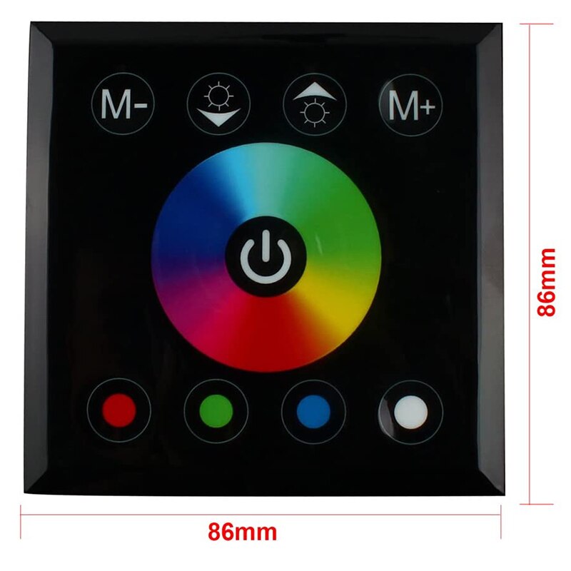 Rgb ledet mørkere veggbryter, veggmontert plastdeksel kontaktpanelbryter til  dc 12v-24v 3528 5050 flerfarget rgb rgbw ledet st