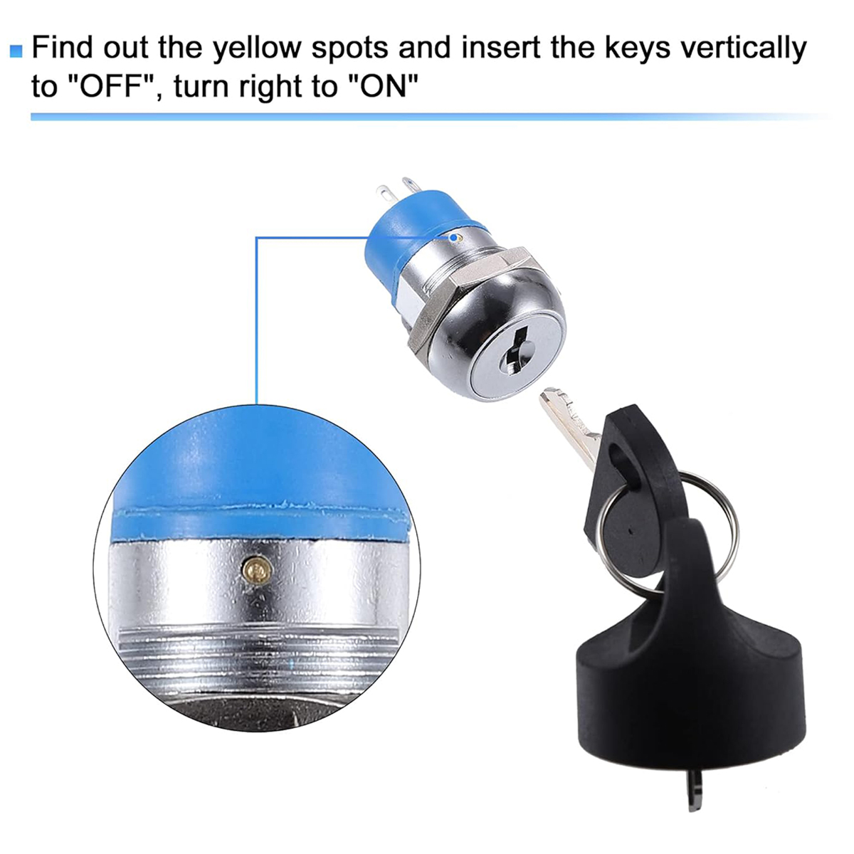 Electric Scooter Lock Ignition Switch Mobility Scooter Spare Start, Replacement Mobility Scooter Start On/Off Ignition Switch