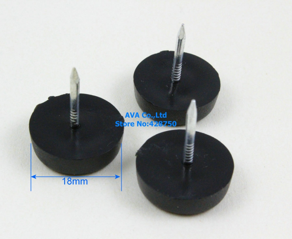 18mm Nylon Furniture Chair Nail Feet Glides Feet Bottom Protect / Black