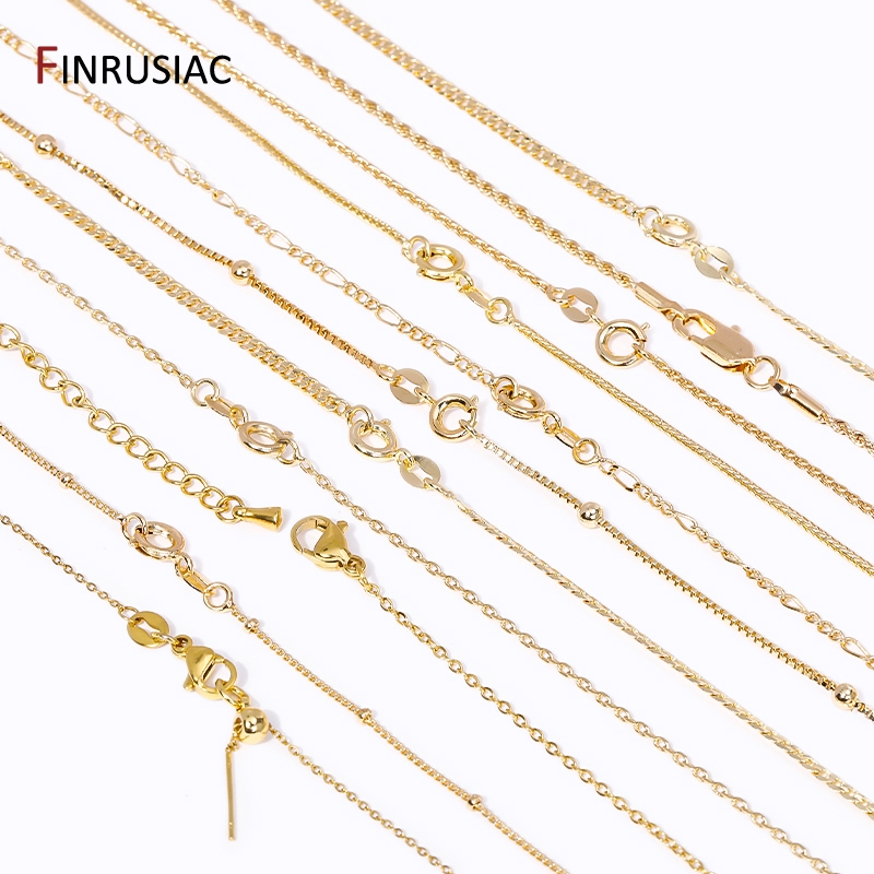 Cadenas de collar chapadas en oro Real de 18 quilates de para la fabricación de joyas, cadenas de latón para la fabricación de collares, accesorios de joyería DIY