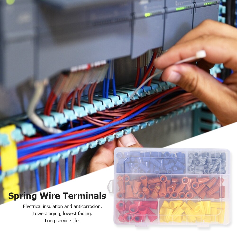 220Pcs Praktische Lente Wire Terminal Plastic Schroef-Op Geïsoleerde Kabel Plug Draad Druk Cap Elektrische Crimp Connector