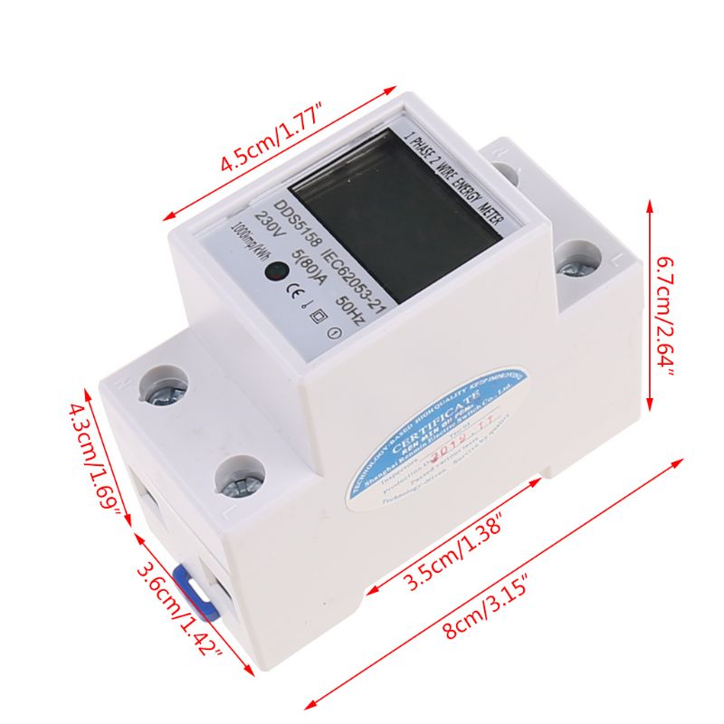 Digital Energy Meter Din Rail Mount 5-80A LCD Backlight Diaplay Home Industry