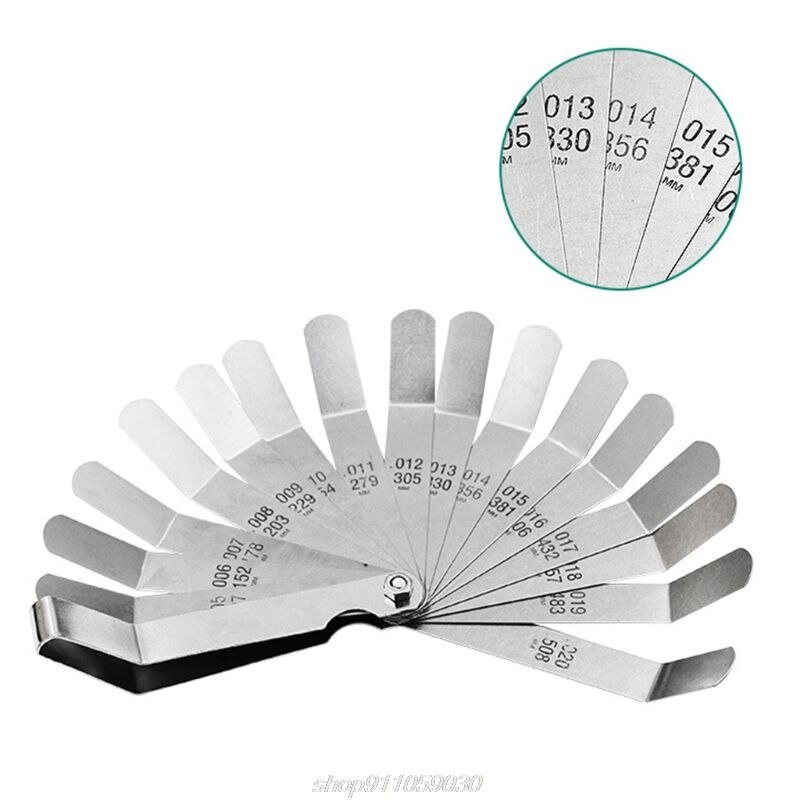 16 Blades Steel Feeler Gauge Measurement Tool Useful Metric Imperial Filler for Measuring Space Width Thickness N13 20