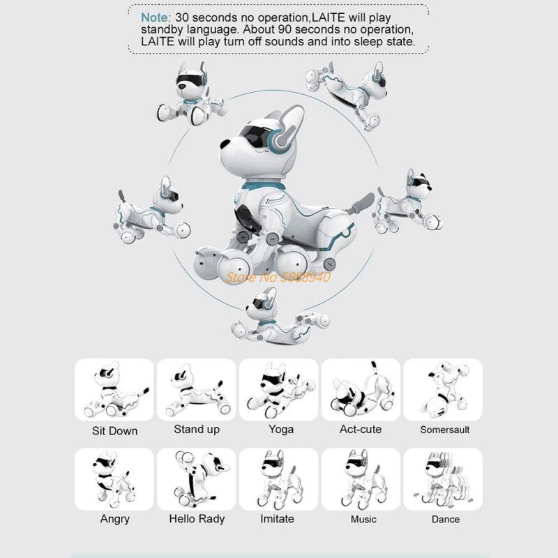 Intelligent Voice Control Dog Talking Speak Smart RC Robot Dog Imitating Various Animal Sounds LED Lights Music Walking Pets