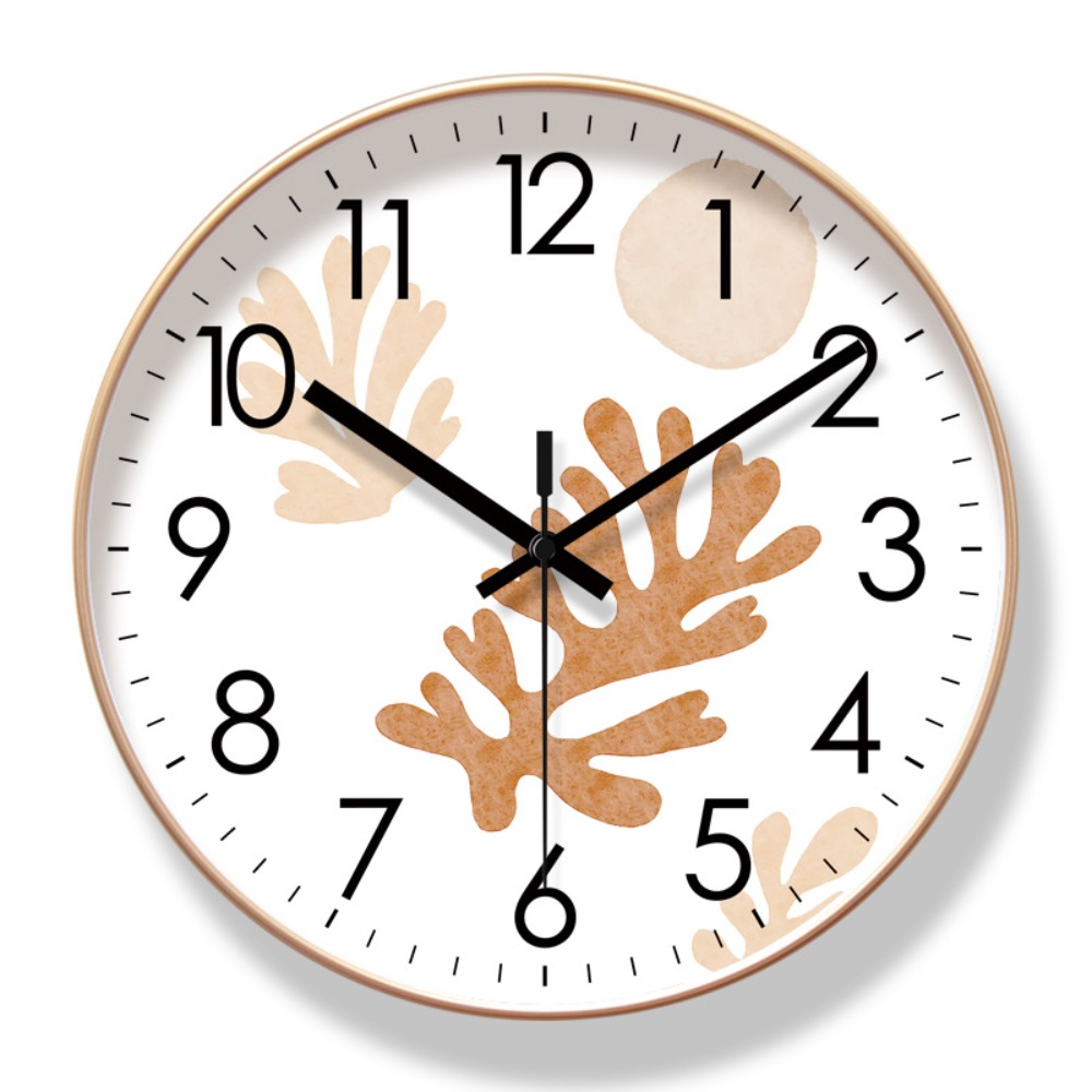 Relógio mudo 10/12/14 Polegada relógio de parede pendurado estilo nórdico simples pendurado relógio de parede silencioso não-ticking sala de estar: Marrom