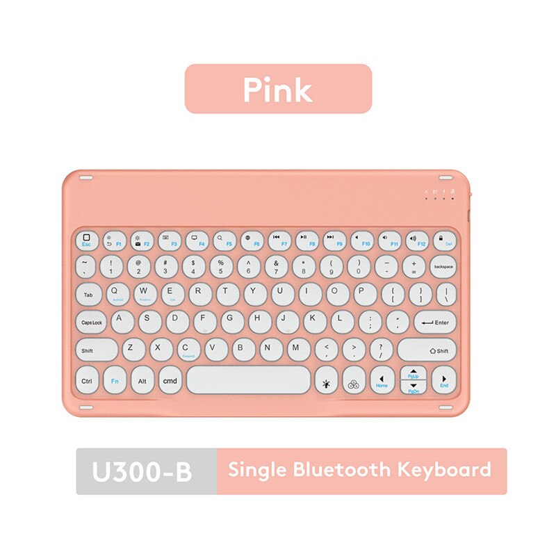 10inch Bluetooth Keyboard Mouse Russian French Arabic Spanish Teclado Keyboard for Android Samsung Windows iOS Phone Keyboard: 10inch Pink