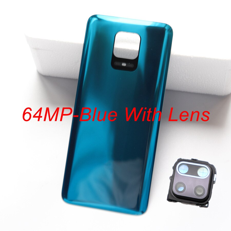 Back Glass Cover for Xiaomi Redmi Note 9 Pro 9S Battery Cover Rear Housing Door Glass Panel Case for Redmi Note 9S Battery Cover: 64MP-Blue With Lens