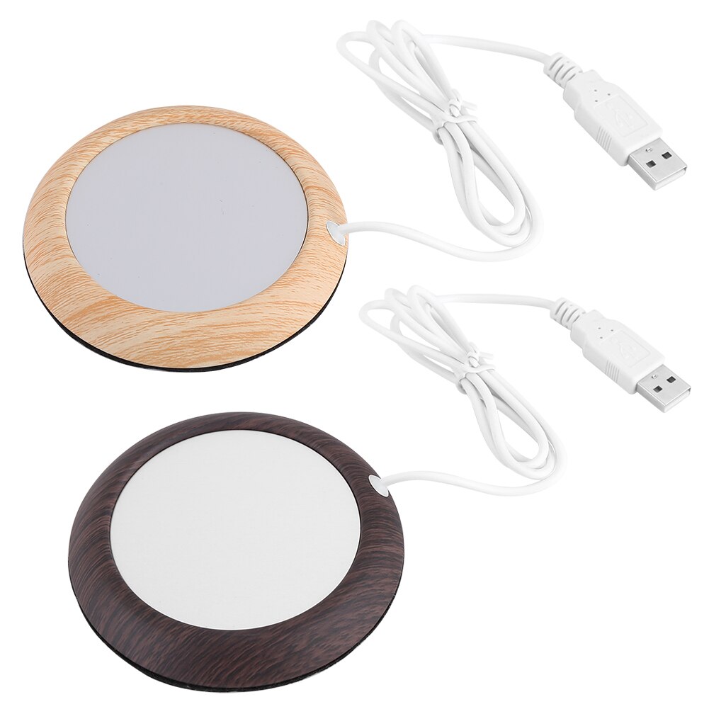 Calentador de tazas de madera con USB, posavasos portátil para bebidas calientes