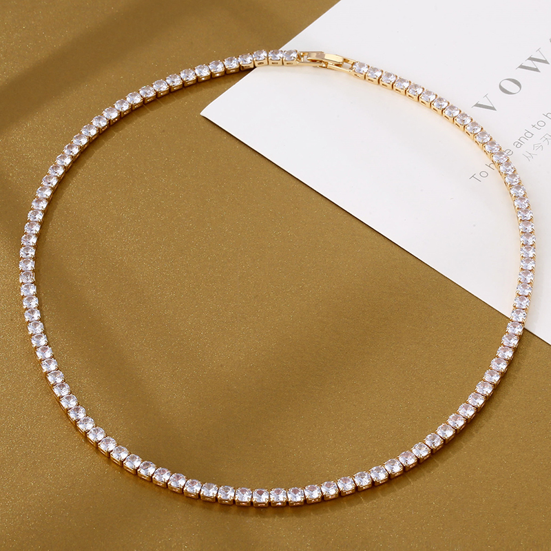 4mm iced out tenniskedjehalsband för kvinnor lyxigt aaa+ kubisk zirkon kort hippophalsband accessoarer smycken 2023: Rödbrun