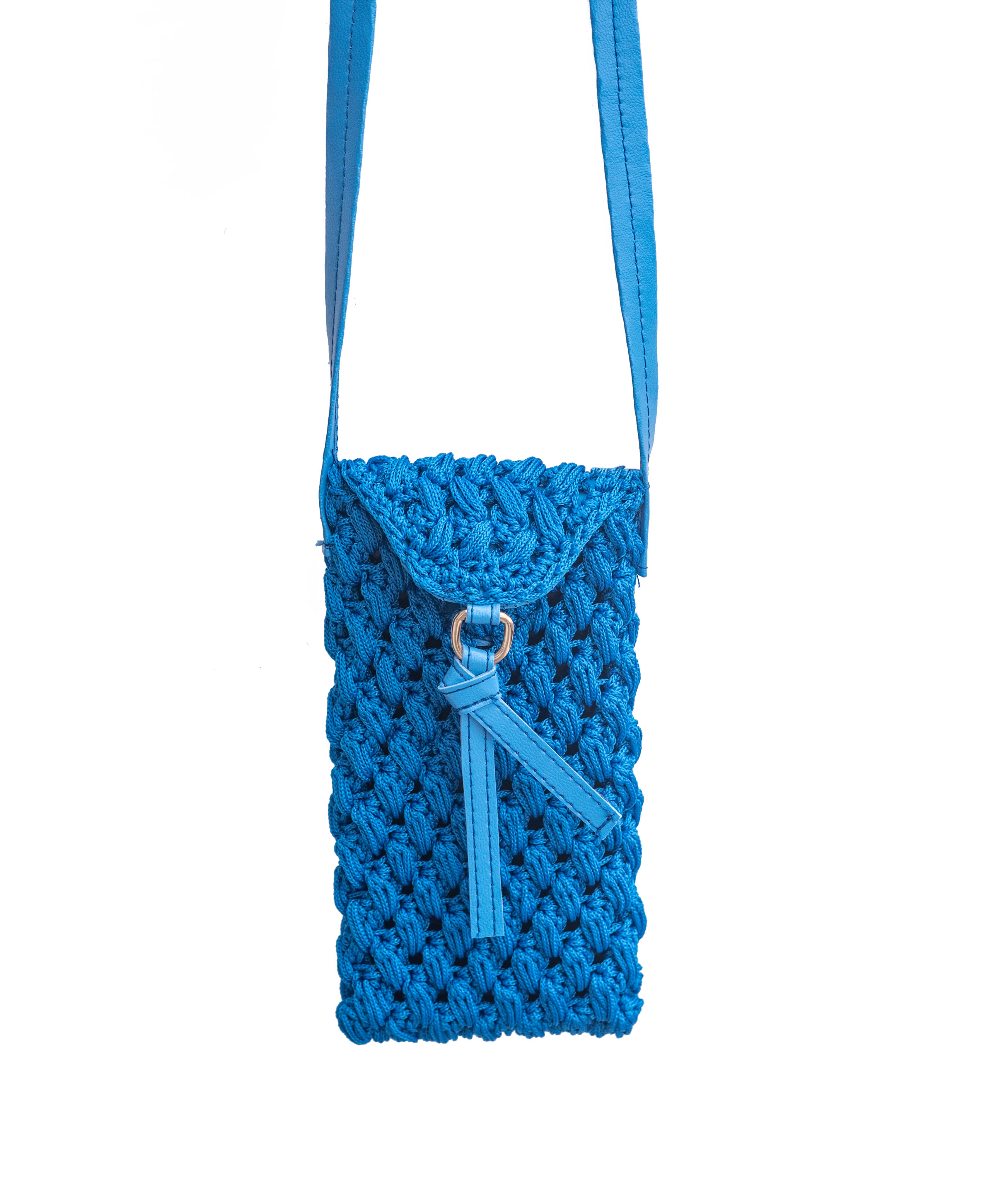 Kavshak Mesh Muster Stilvolle Beiläufige Kreuz Gurt Handy Tasche Tasche mit Magnet Verschluss: Blau