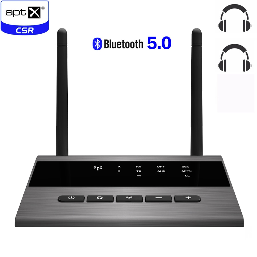 262ft/80m Long Range Bluetooth 5.0 audio Music Transmitter Receiver Bypass 3 in 1 TV PC Wireless Adapter Low Latency aptX