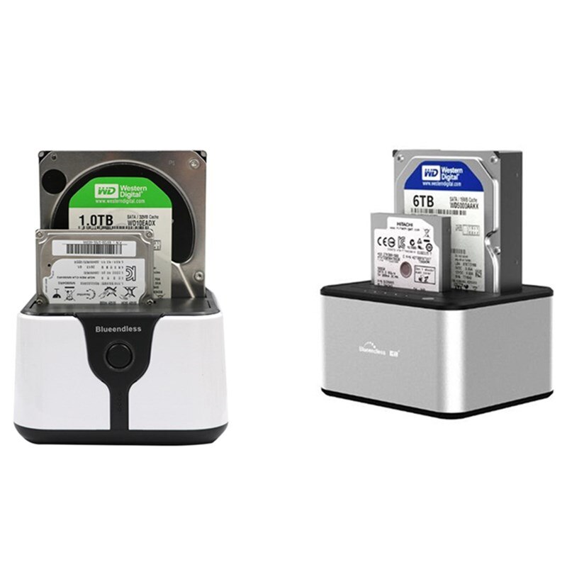 2-Bay SATA USB 3.0 SSD enclosure HDD case usb hdd enclosure External Hard Drive Docking for 2.5/3.5inch HDD/SSD Offline Clone A