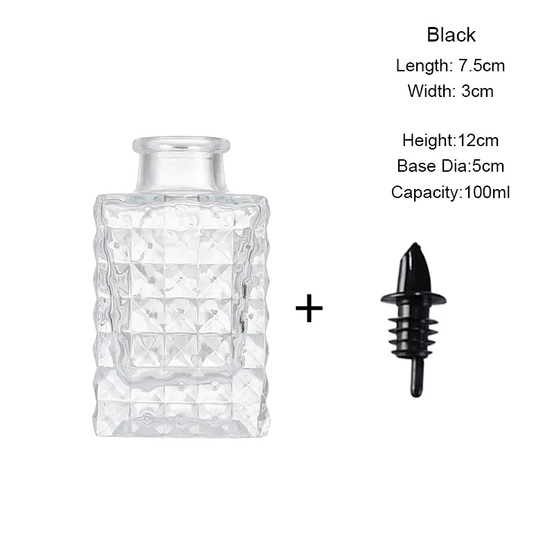 Botella pequeña de vidrio en relieve con tapa, botella de salsa, botellas amargas, edulcorante, botellas cuentagotas, botella de condimentos, accesorios de cocina: green