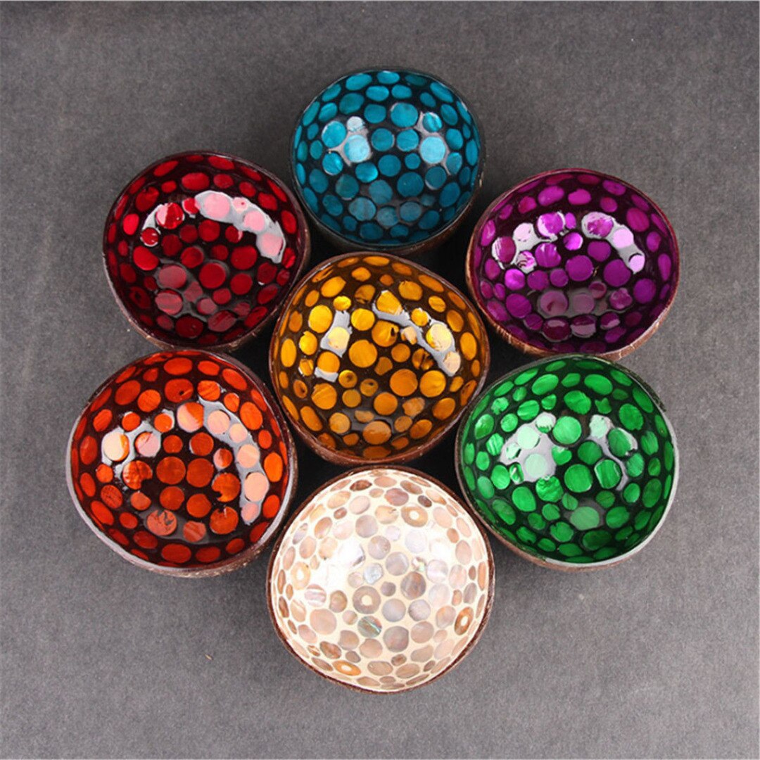 JX-LCLYL Natural Geometric Shape Coconut Shell Bowl Dishes Kitchen Paint Craft Home Decor