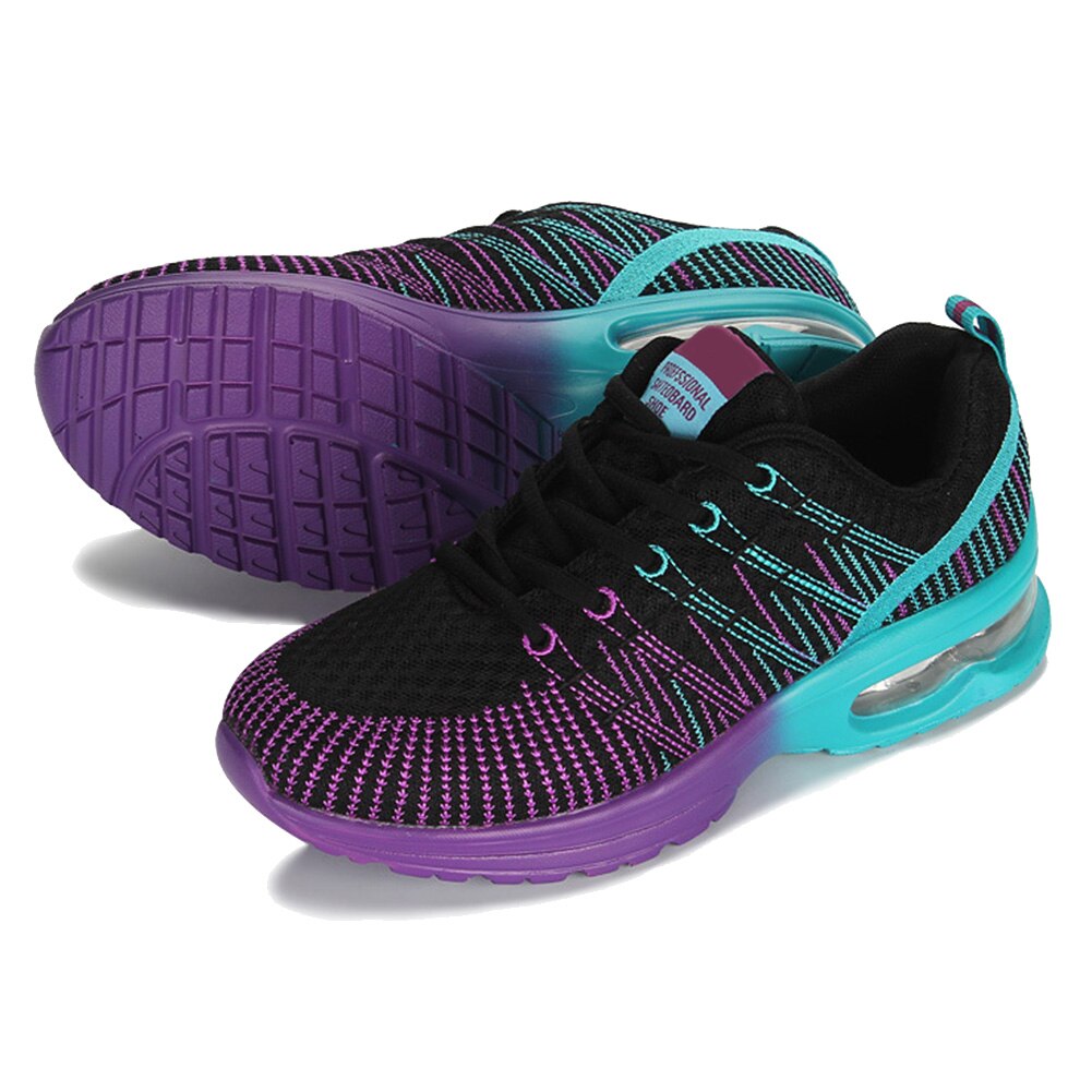 Damskie buty do tenisa poduszka powietrzna oddychające sportowe sportowe tenisówki na co dzień B2Cshop: Black purple / 38