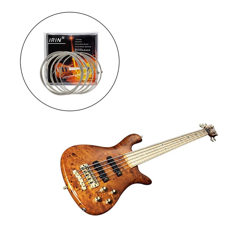 -IRin B102-cuerdas de bajo eléctrico, 5 uds., núcleo de acero de aleación Chapado en níquel, cuerdas envueltas, accesorios de repuesto para bajo