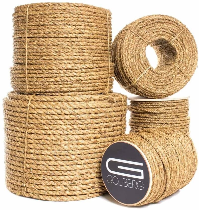 Natural Jute Rope 3 Strand Rolls Hemp Twisted Cord Macrame String DIY Basket Craft Cat Pet Scratching Handmade Decor 6mm 10mm