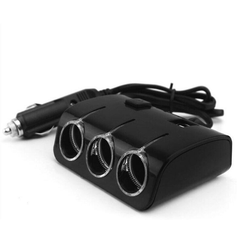 5V 1.2A Car Auto Cigarette Lighter Universal 3 Ways 2 USB Ports Dual USB Car Charger With Switch