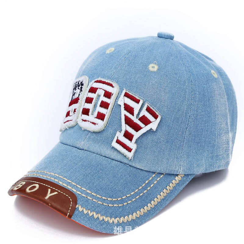 Lente zomer baby jongen hoed kinderen kinderen baseball pet jongen letter baby hoed buiten strand sport zonnehoeden hiphop snapback petten: Lichtblauwe jongen