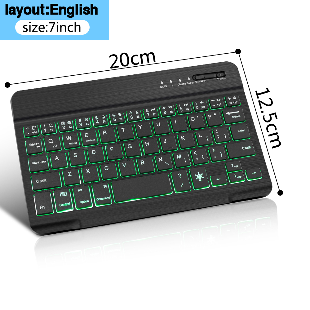 Mini tastiera Bluetooth e Mouse tastiera retroilluminata Wireless ipad per Tablet tastiera spagnola ricaricabile per laptop cellulare: 7 inch EN Keyboard