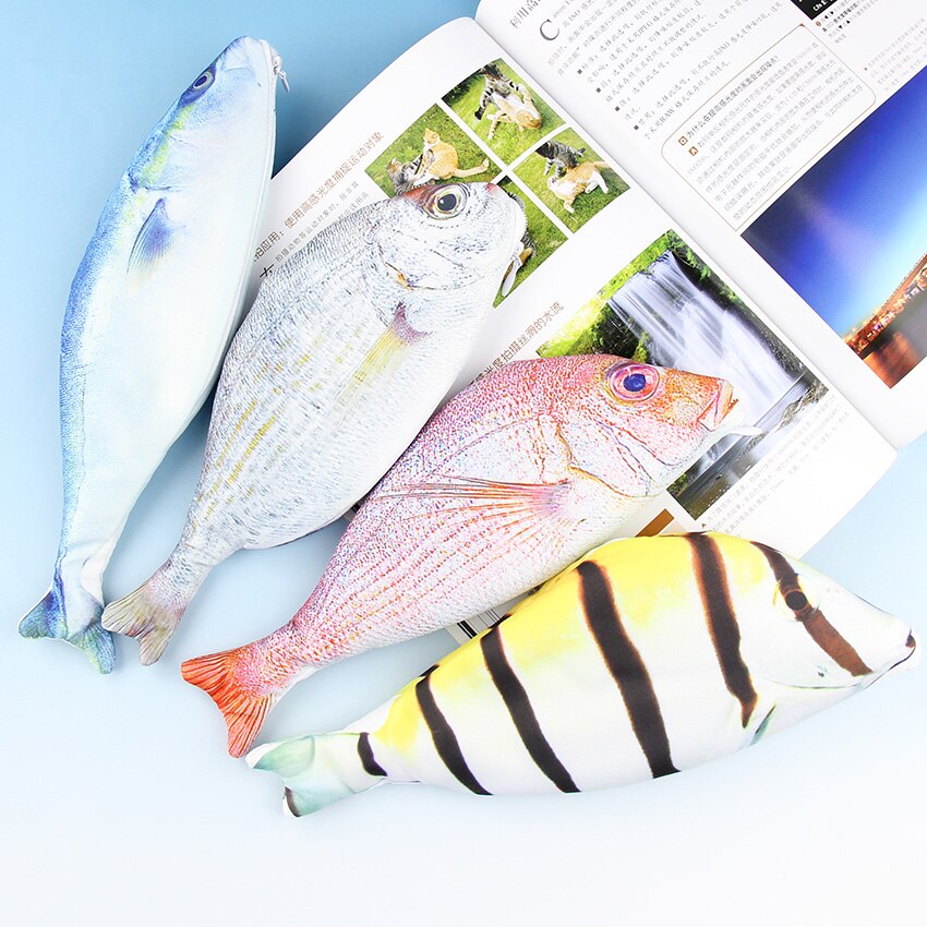 1 PC Fish Shaped Pencil Bags Animal Pencil Box Pencil Case of Large Capacity School Funny