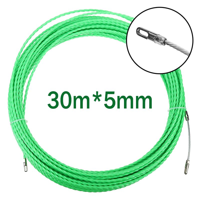 5mm 30m kabeltrækstyringsenhed glasfiber nylon elektrisk kabelskubtrækkere tape trådtrådhjælpeværktøj