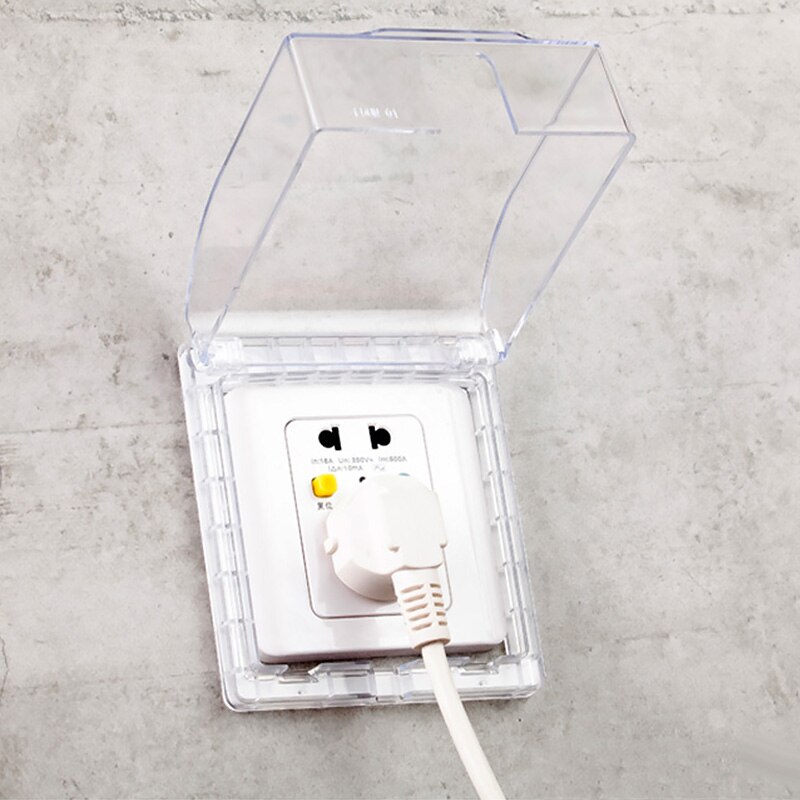1PC Transparent Socket Protector Self Adhesive Waterproof Electric Plug Cover Splash Box Switch protection Sockets Universal