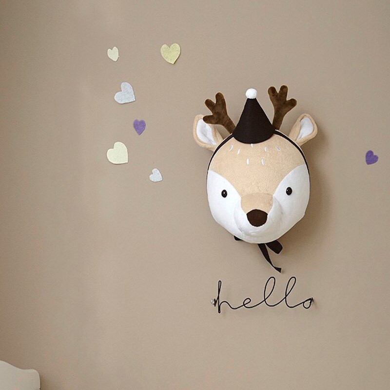 Tête d'animal décoration murale jouets en peluche peluche licorne cerf éléphant têtes tenture murale enfants chambre décoration bébé pépinière décor: deer