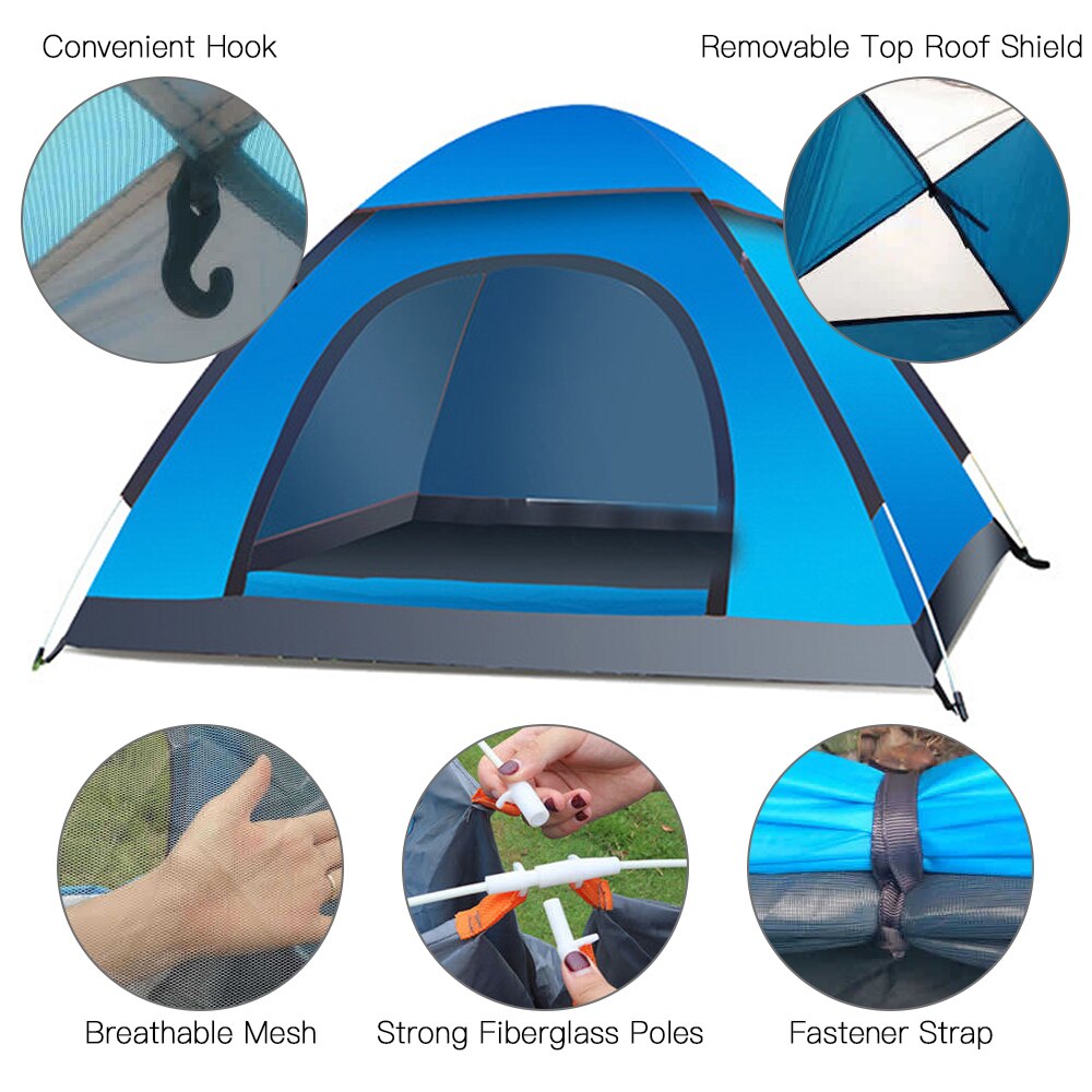 Outdoor Automatic Tent with Top Roof Shield Waterproof Camping Tent Folding Beach Tent for Camping Fishing Hiking